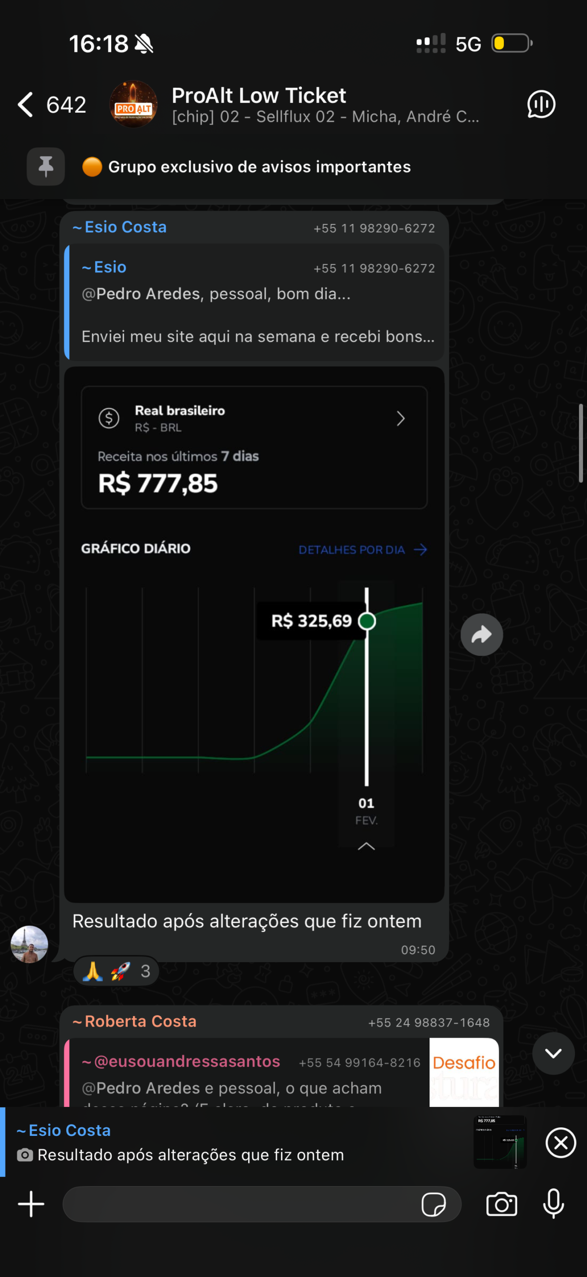 Resultado de aluno do ProAlt