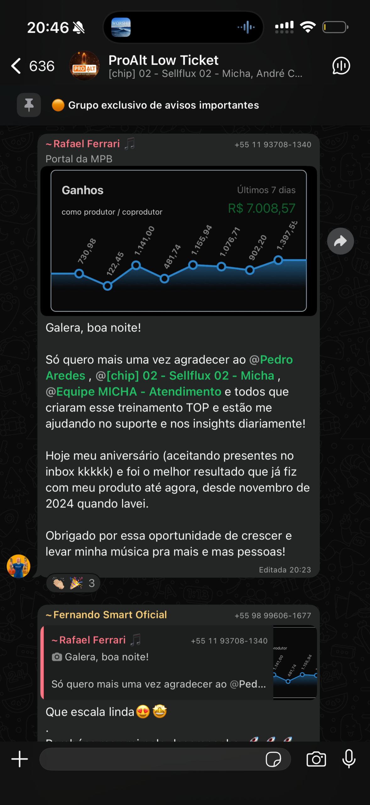 Depoimento de aluno do ProAlt sobre o suporte